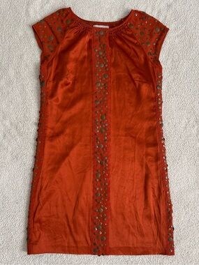 Vintage Silk Dress with Gold Studs